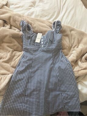 Hollister Blue Gingham Ruffle-Strap Mini Dress